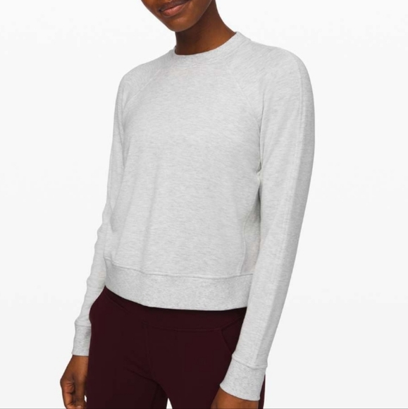 lululemon athletica Tops - Lululemon Warm Down Crew 4 Heathered Ultra Light Grey